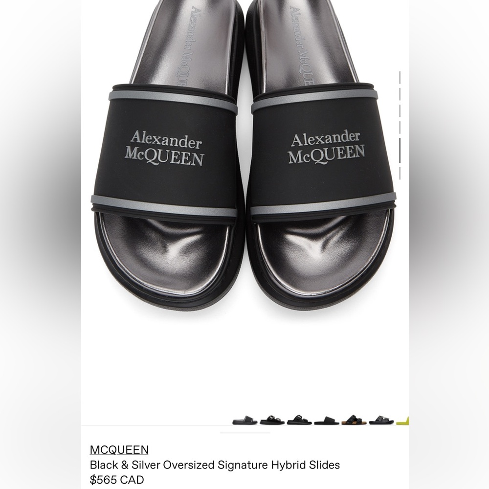Alexander McQueen Black and Silver Slides